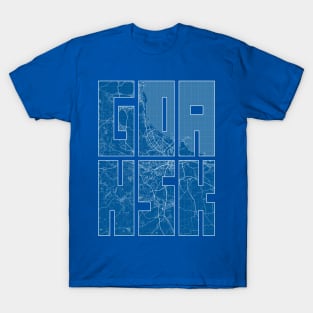 Gdank, Poland Map Typography - Blueprint T-Shirt